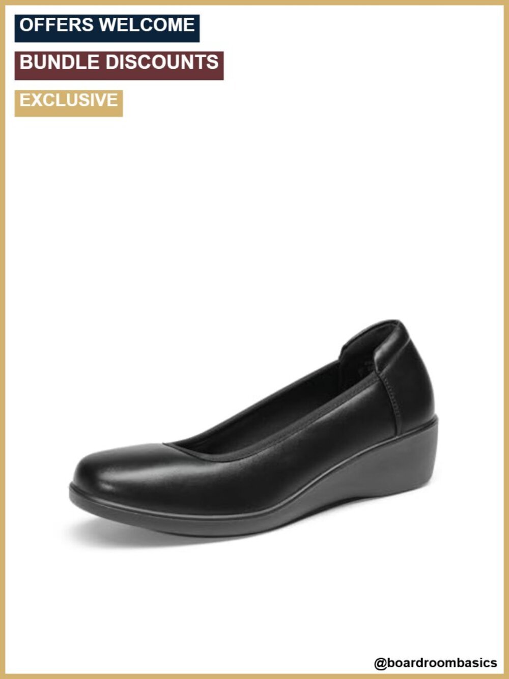 Wedge Heels Pumps Comfortable Slip-on Round Toe Dress Work Shoes